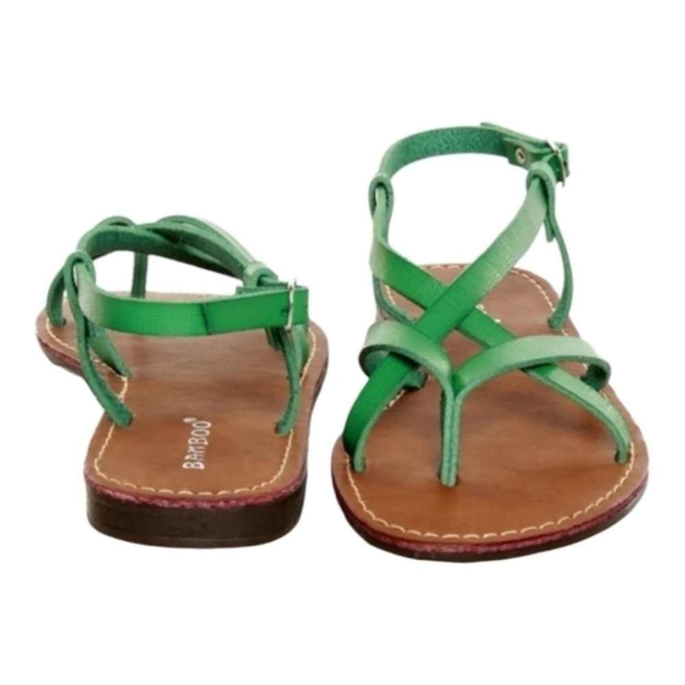 Lu Lu's Bamboo Cable 03 Green Strappy Thong Sandals 6½